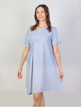 Solid Color Front Gathered Dress 